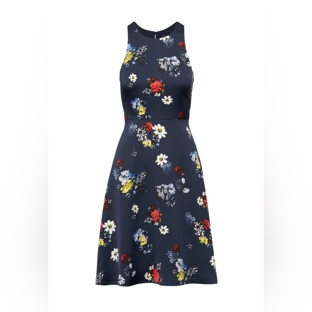 Banana Republic Patrizia Floral Racer-Neck Fit-and-Flare Dress SZ 14- EUC